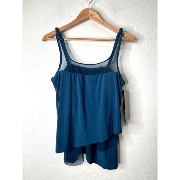 Miraclesuit Mirage Tankini Swimwear Vacation Top Nova Green 6516641 Size 10 NEW - Picture 3 of 7